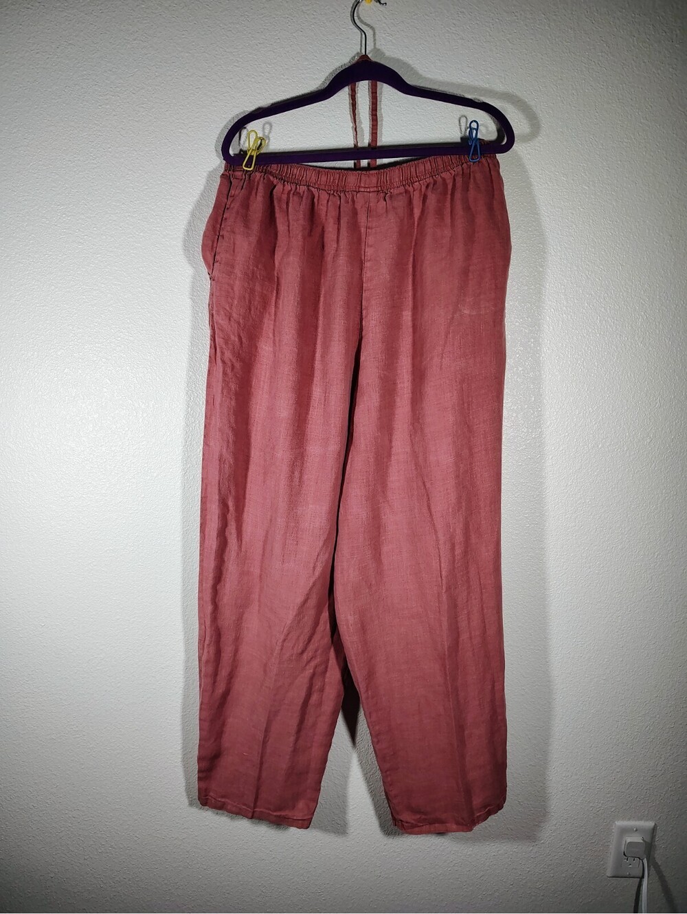 VTG Two Star Dog 100% Hemp Pants XL Terracotta Wide Leg Made USA Lagenlook TSD - Picture 3 of 9
